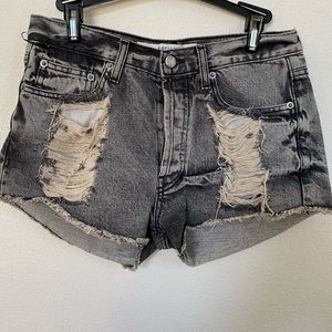 Brandy Melville Gray High Waist Distressed Shorts